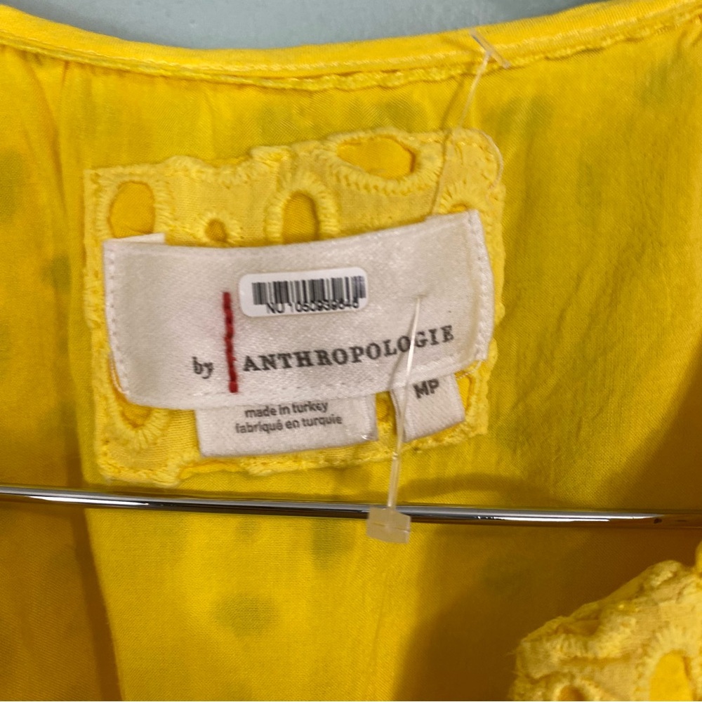 Anthropologie Maeve The Somerset Mini Eyelet Dress‎ Yellow Size Medium Petite - Picture 4 of 8
